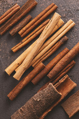 Various types of cinnamon sticks