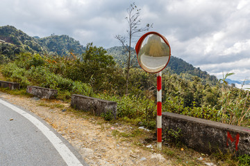 The traffic curve mirror, convex mirror road