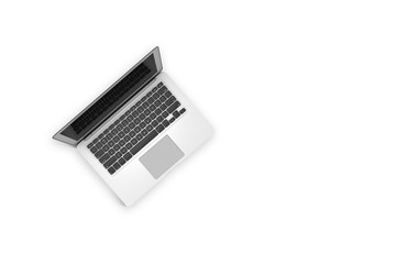 Single Laptop on White Background