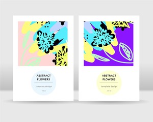 Abstract bright flowers poster template. vector template