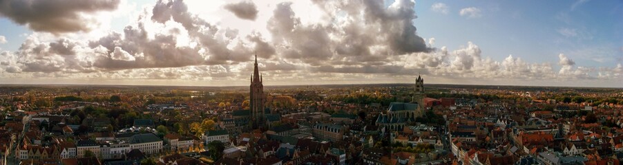 Fototapeta na wymiar View of Belgium skyline during sunset