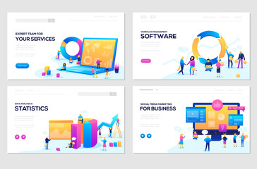 illustration of data analysis, management app, consulting, social media marketing