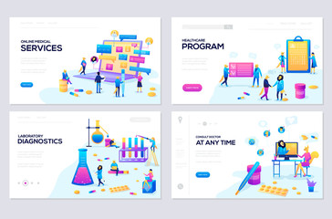 illustration of online medical support, health care, laboratory, medical services modern vector concepts