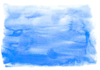 blue watercolor isolated background.Abstract paint strokes