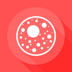 Eosinophil fights allergy and parasites. Icon style simple illustration in red and white Cells of immune system