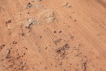 Close up the Dirt Road Texture with Tire Marks