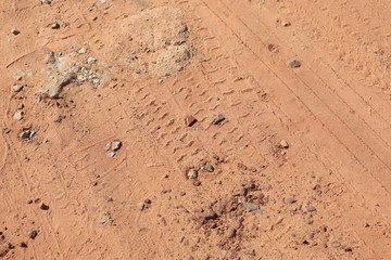 Close up the Dirt Road Texture with Tire Marks