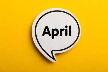 April Speech Bubble Isolated On Yellow