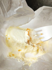 Melted cheese with a piece of bread