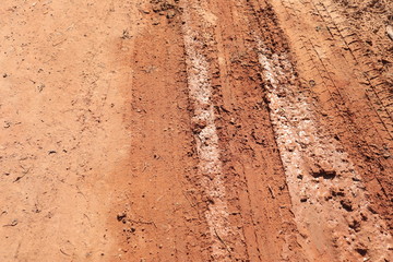 Close up the Dirt Road Texture with Tire Marks
