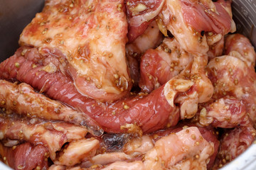 Marinated pork with spices Seasoning and cooking