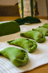 Wild Garlic Pierogi Raw Close up