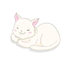 Hand drawn vector illustration of a kawaii funny unicorn cat with slogan phrase i`m cutie. Isolated objects on white background. Line drawing. Design concept for children print.