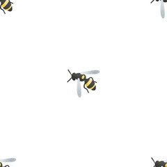 Seamless pattern with bees on white background