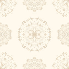 Seamless background with ornament. Floral ornament on background. Template for your design. Wallpaper pattern