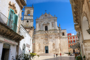Fototapeta na wymiar A view of the facade of the Basilica of San Martino in Martina Franca, Puglia, Italy