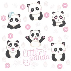 Vector illustration . Emoji Panda.