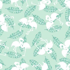 Vector seamless pattern with flamingos