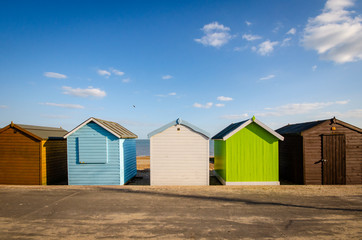 colorful beach huts in Felixstowe