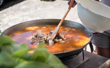 Cooking outside a traditional dish form spanish gastronomy