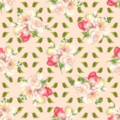 Fuzzy water colour flower seamless background