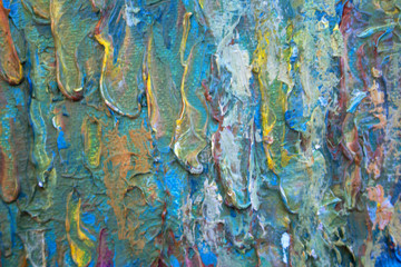 Abstract modern painting. Painting painted with a palette knife on canvas with oil paints in a large stroke.
