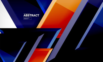 Tech futuristic geometric 3d shapes, minimal abstract background