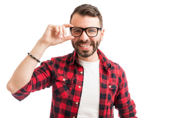 Fototapeta premium Man Wearing Eyeglasses For Improved Vision