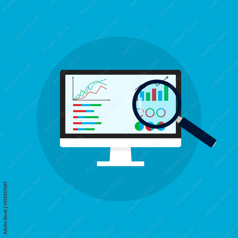 Poster flat design modern. data optimization, data management, analysis, data process system flat vector il