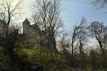 ruins of old castle on rocks 