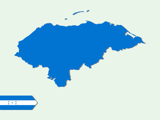 Honduras map with national flag 