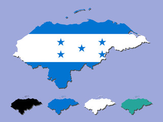 Honduras map with national flag 