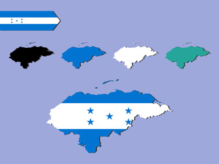 Honduras map with national flag 