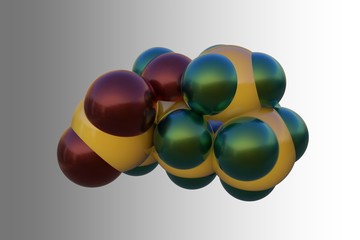 Molecular model of levocarnitine, L-carnitine, vitamin B11. Scientific background. 3d illustration
