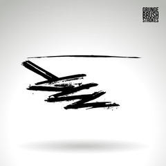 Black brush stroke and texture. Grunge vector abstract hand - painted element. Underline and border design.