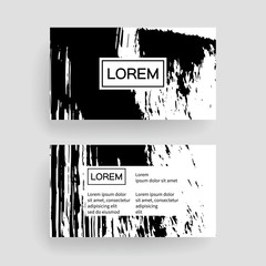 Set of vector business card templates with brush stroke background.
