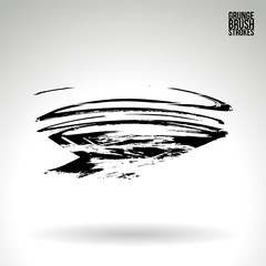 Black brush stroke and texture. Grunge vector abstract hand - painted element. Underline and border design.