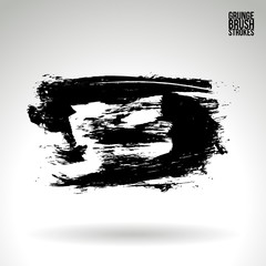 Black brush stroke and texture. Grunge vector abstract hand - painted element. Underline and border design.