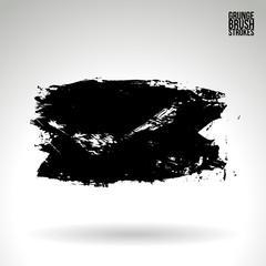 Black brush stroke and texture. Grunge vector abstract hand - painted element. Underline and border design.