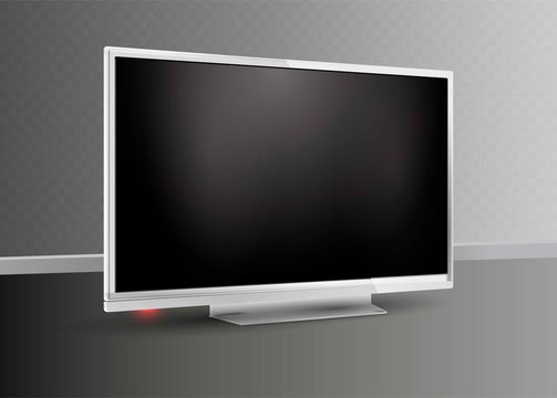 White monitor display, it is representing the entertainment concept. 3d blank led monitor display mockup. Vector illustration.