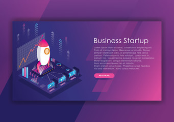 business startup isometric design  template