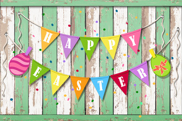 Happy Easter wooden background