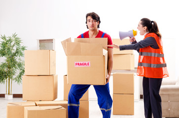 Professional movers doing home relocation 