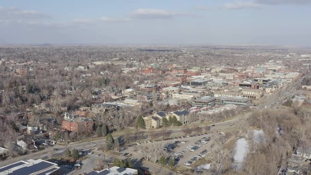 Panoramic Aerial View of Downtown Boulder Colorado Sunny Afternoon
