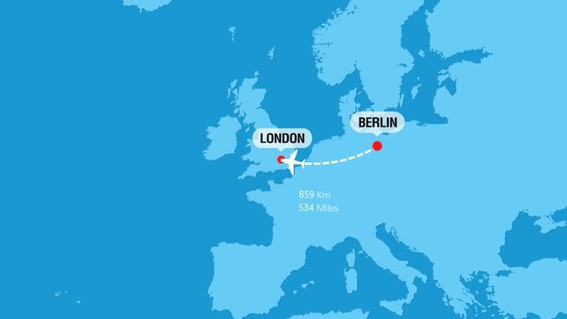 Berlin to London Flight Travel Route