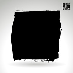 Obraz premium Black brush stroke and texture. Grunge vector abstract hand - painted element. Underline and border design.