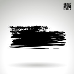 Black brush stroke and texture. Grunge vector abstract hand - painted element. Underline and border design.