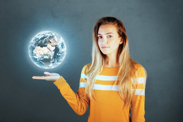 World on hand, environment or concept of future, 3d rendering