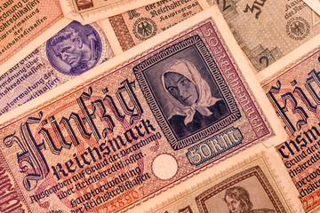 Old Reichsmark bills of Nazi Germany, circa 1940