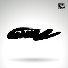 Black brush stroke and texture. Grunge vector abstract hand - painted element. Underline and border design.